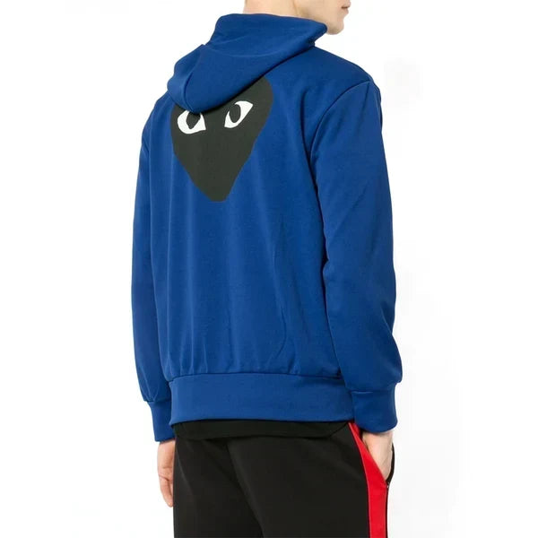 Veste CDG Bleu à capuche HOMME (coeur dorsal)